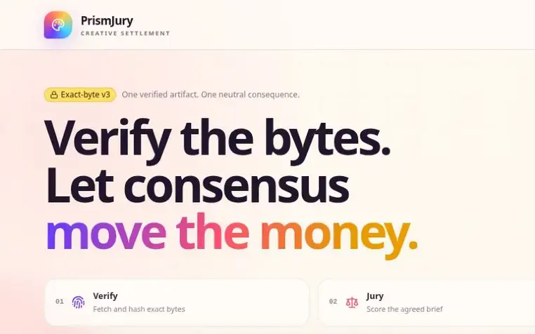 Prism Jury public website — One artifact. A clear review path.